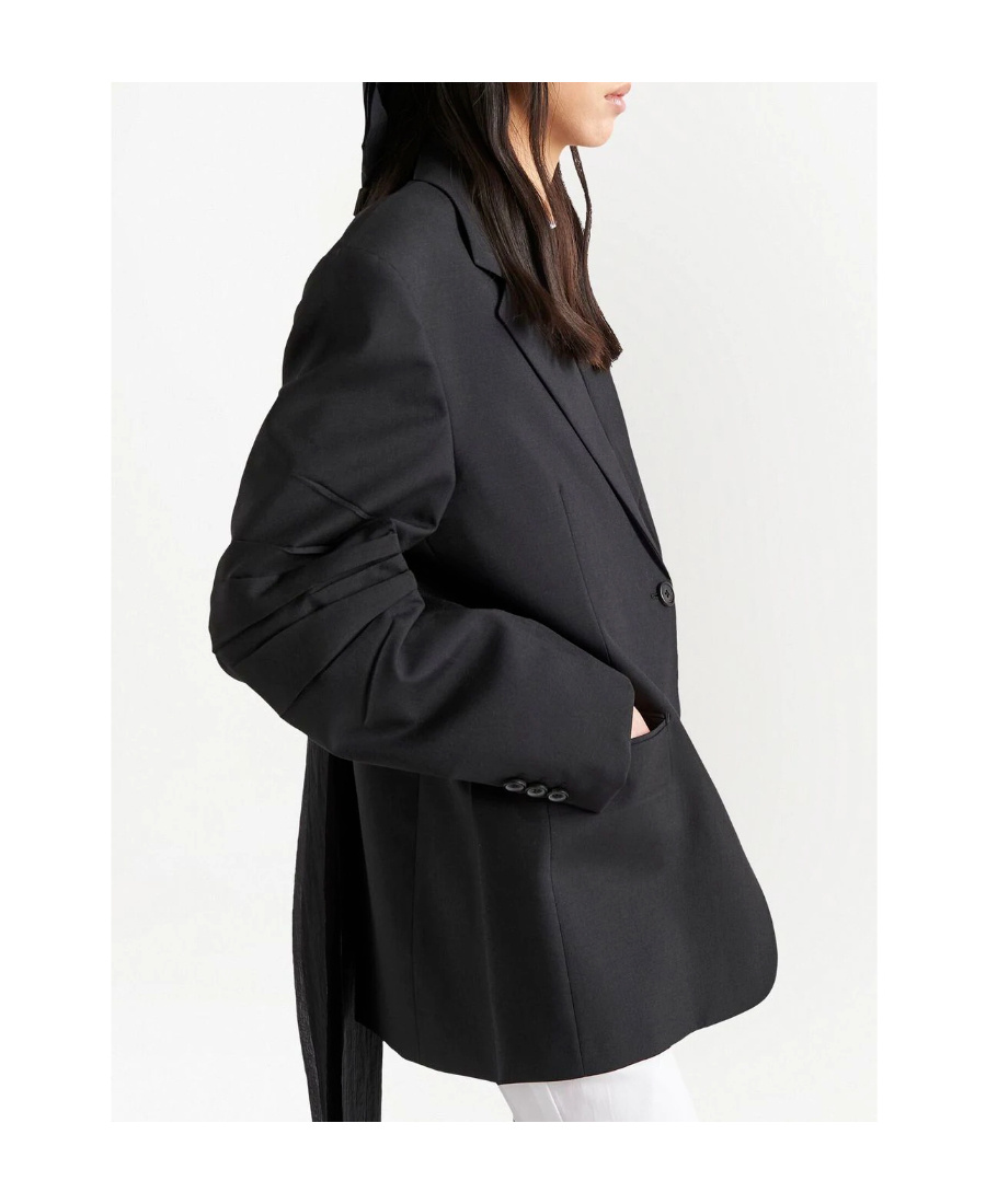 Prada Bow-detail Single-breasted Coat In Black