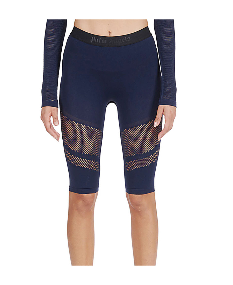 Palm Angels Slim-fit Mesh-detail Shorts In Blue