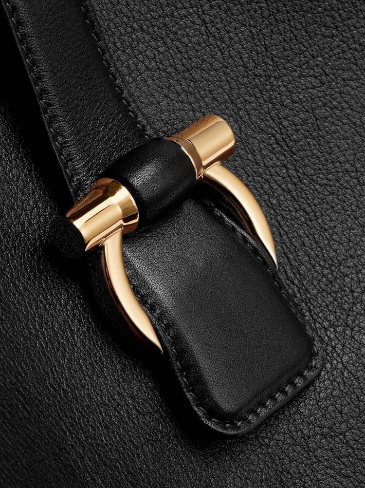 Ferragamo Gancini Medium Leather Tote Bag In Black