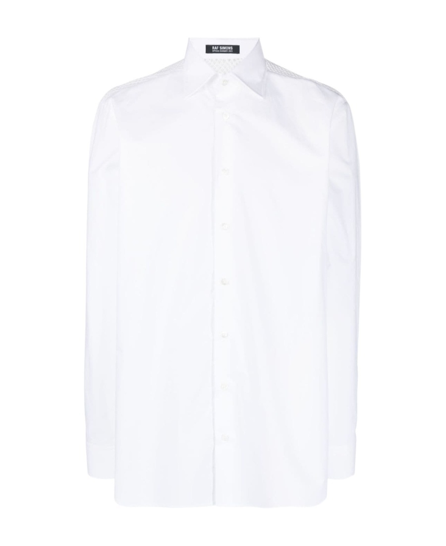 Raf Simons Mesh-panel Cotton Shirt In White