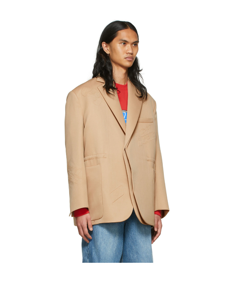 We11 Done Beige Wool & Polyester Blazer In Nude