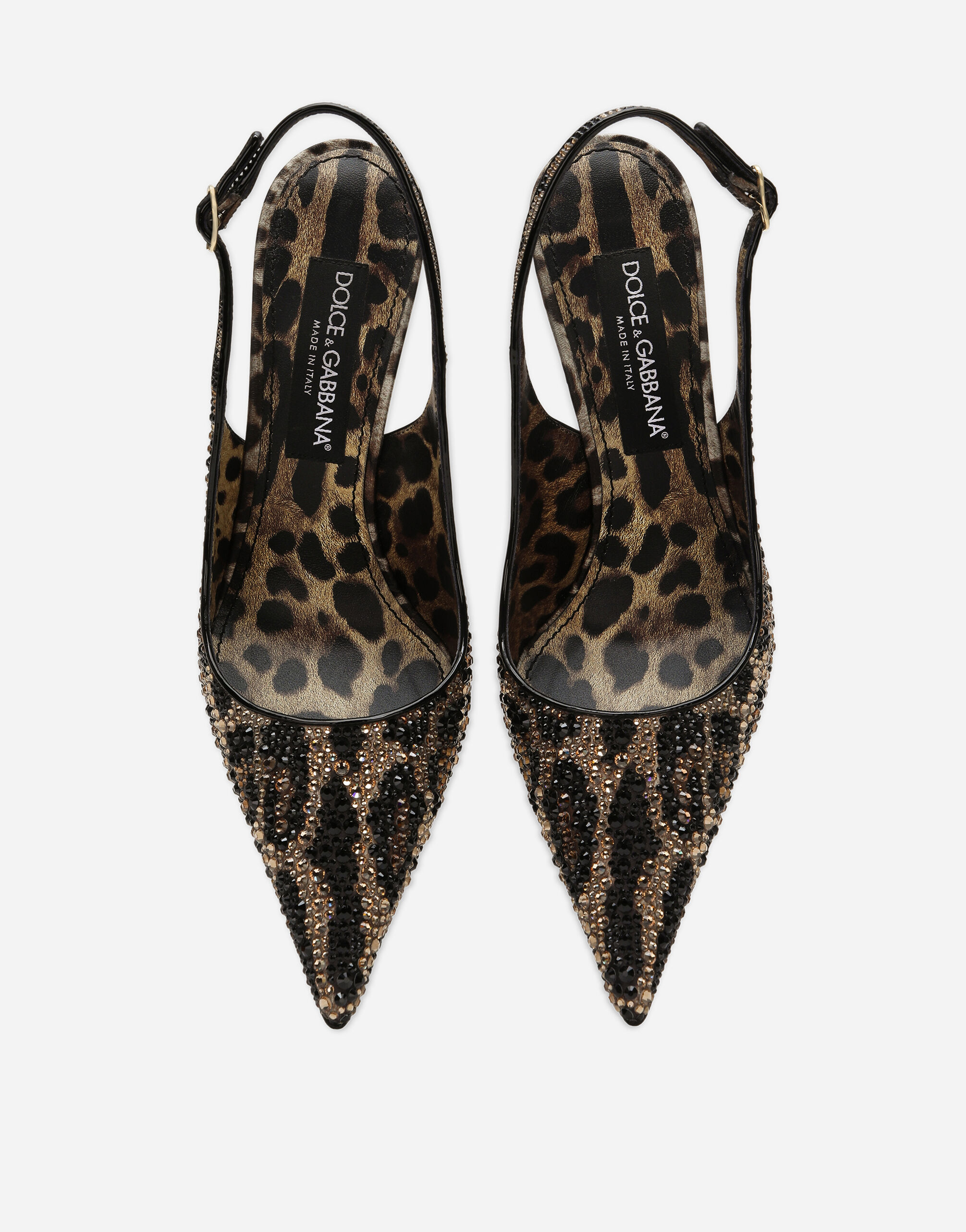 Dolce & Gabbana Dolce&gabbana Patent Leather Animal Slingback In Black