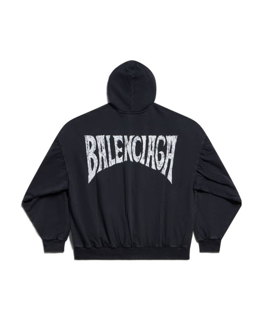 Balenciaga Paris Tropical Oversized Hoodie In Black