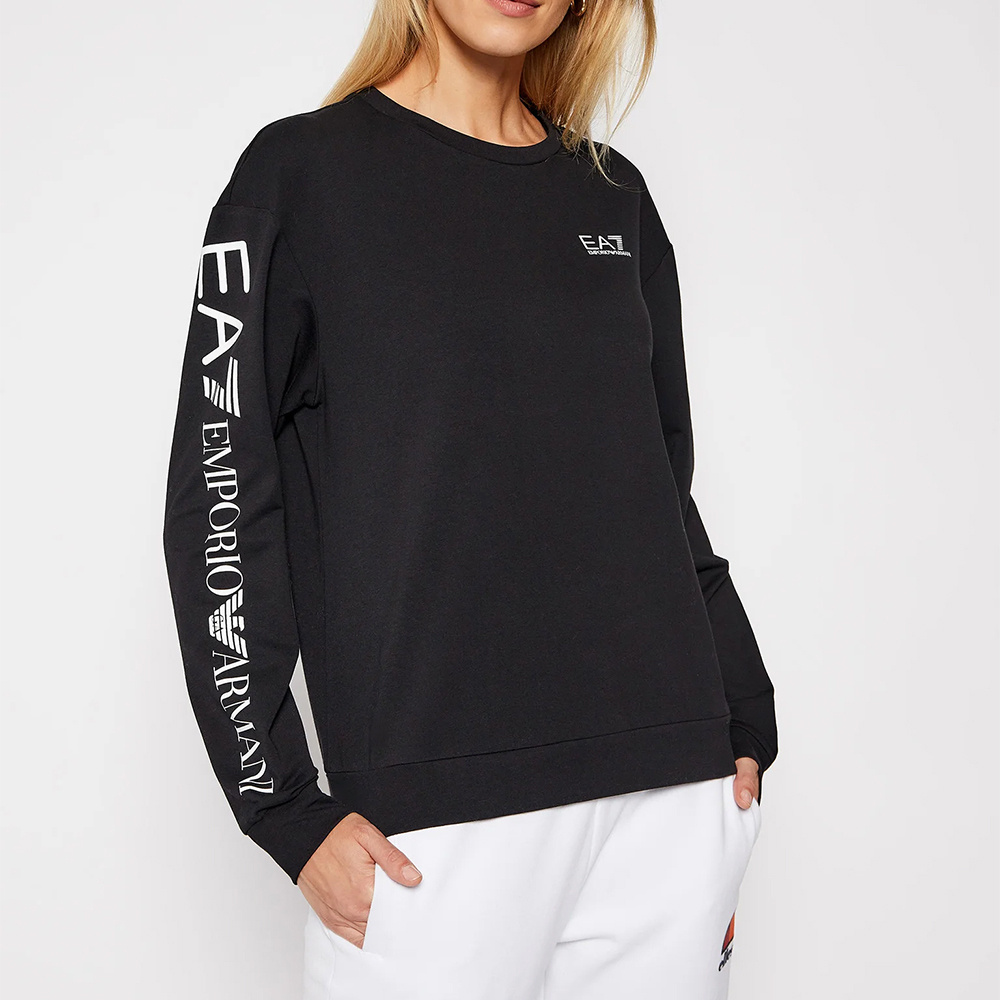 Ea7 Round-necked Logo Sweater In Black