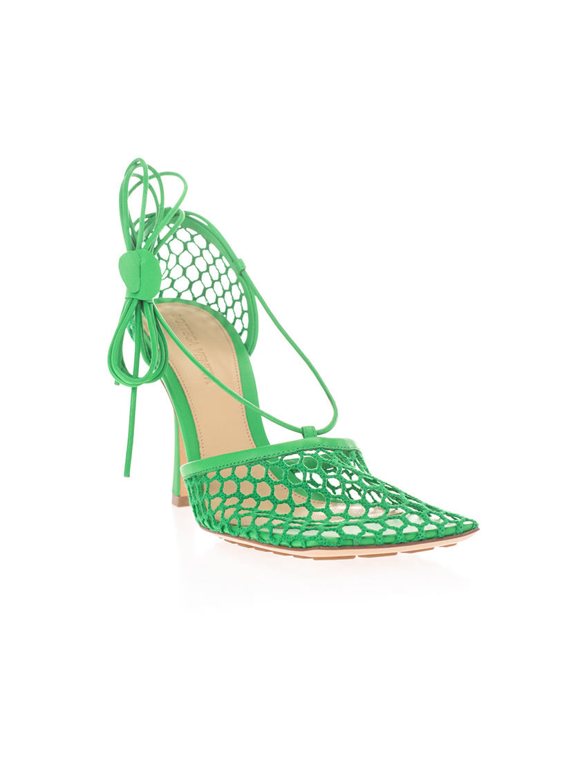 Bottega Veneta Wrap-tie Mesh Pumps In Green