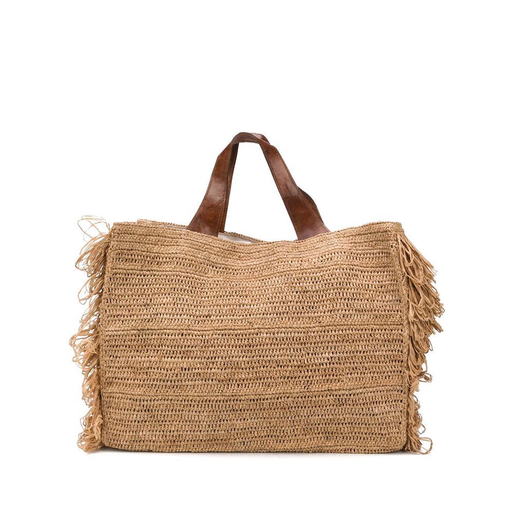 IBELIV IBELIV ONJA FRINGE RAFFIA TOTE BAG