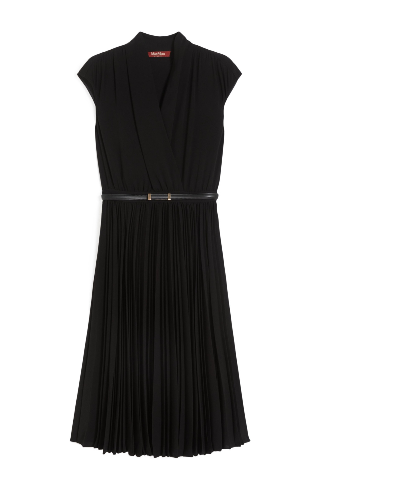 Max Mara Studio Albino Belted Midi Dress In Black
