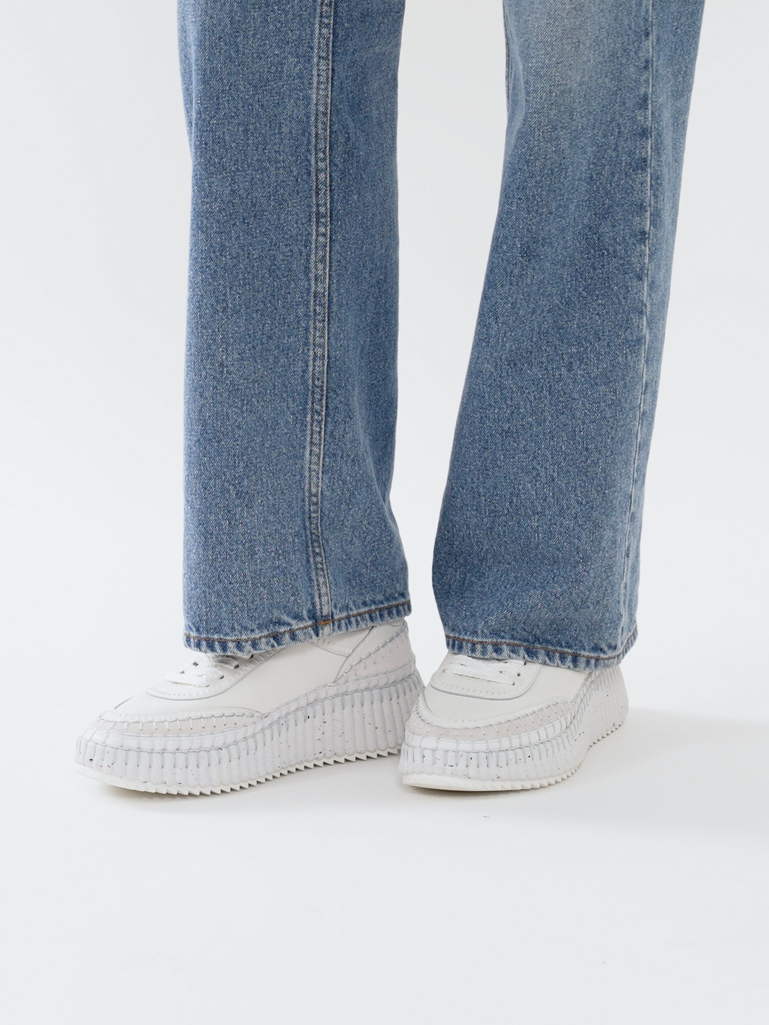 Chloé Nama Embroidered Suede And Recycled Mesh Sneakers In White