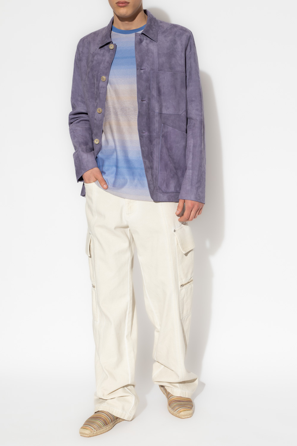 Paul Smith Stripe-pattern Cotton T-shirt In Blue