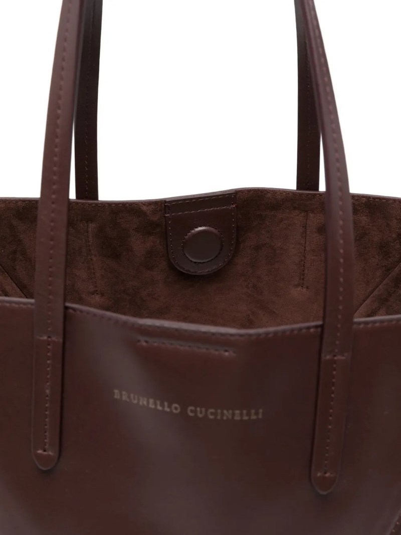 Brunello Cucinelli Bc Duo Leather Tote Bag In Burgundy