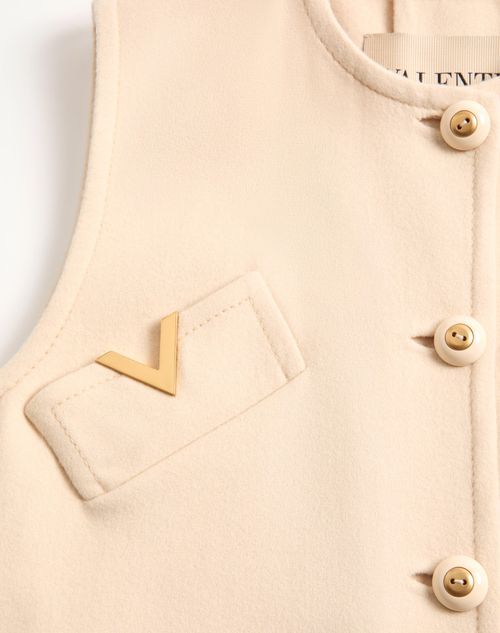 Valentino Wool-cashmere Vgold Sleeveless Coat In Neutral
