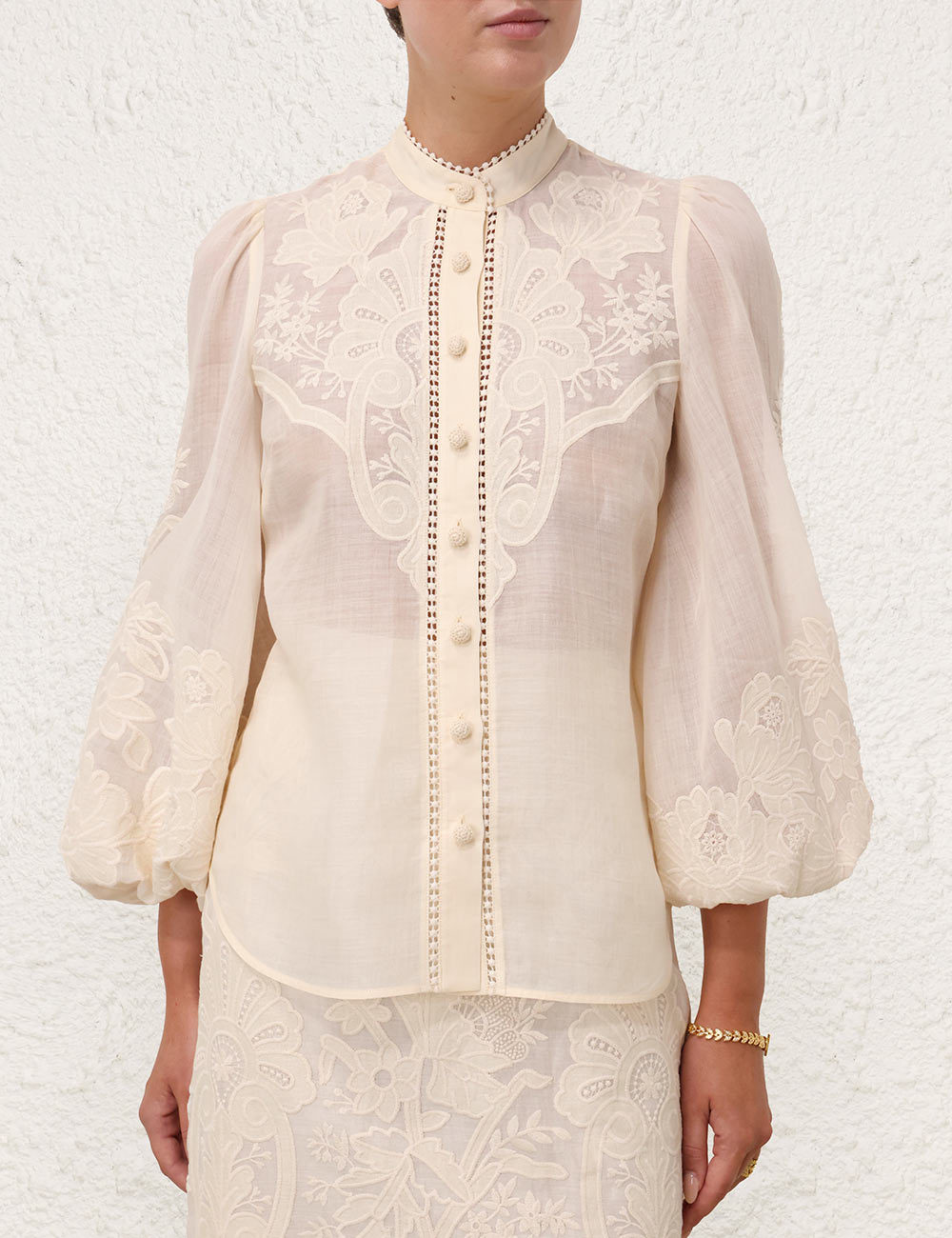 Shop Zimmermann Ottie Embroidered Shirt In White