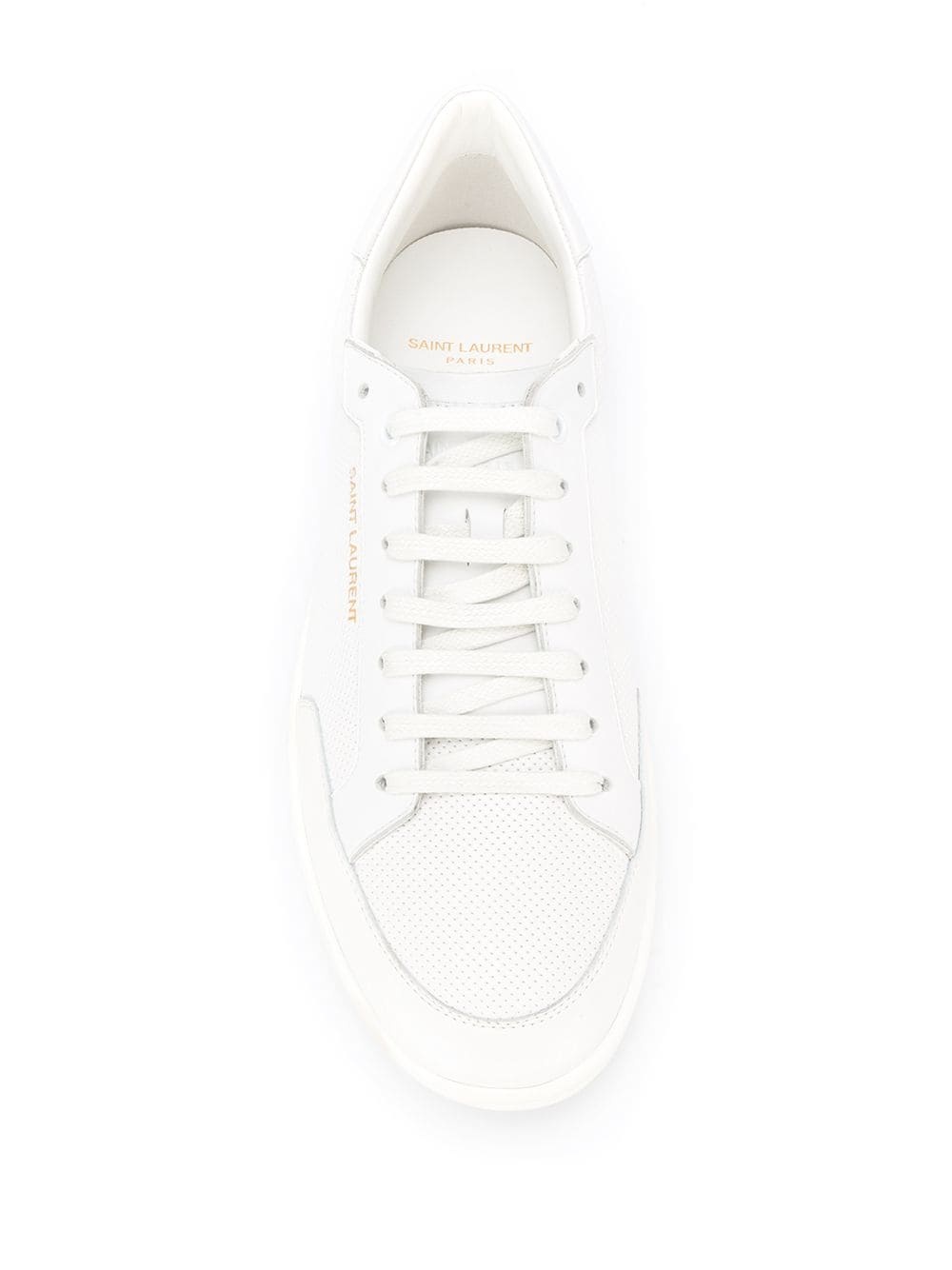 Saint Laurent Low-top Leather Sneakers Round Toe In White