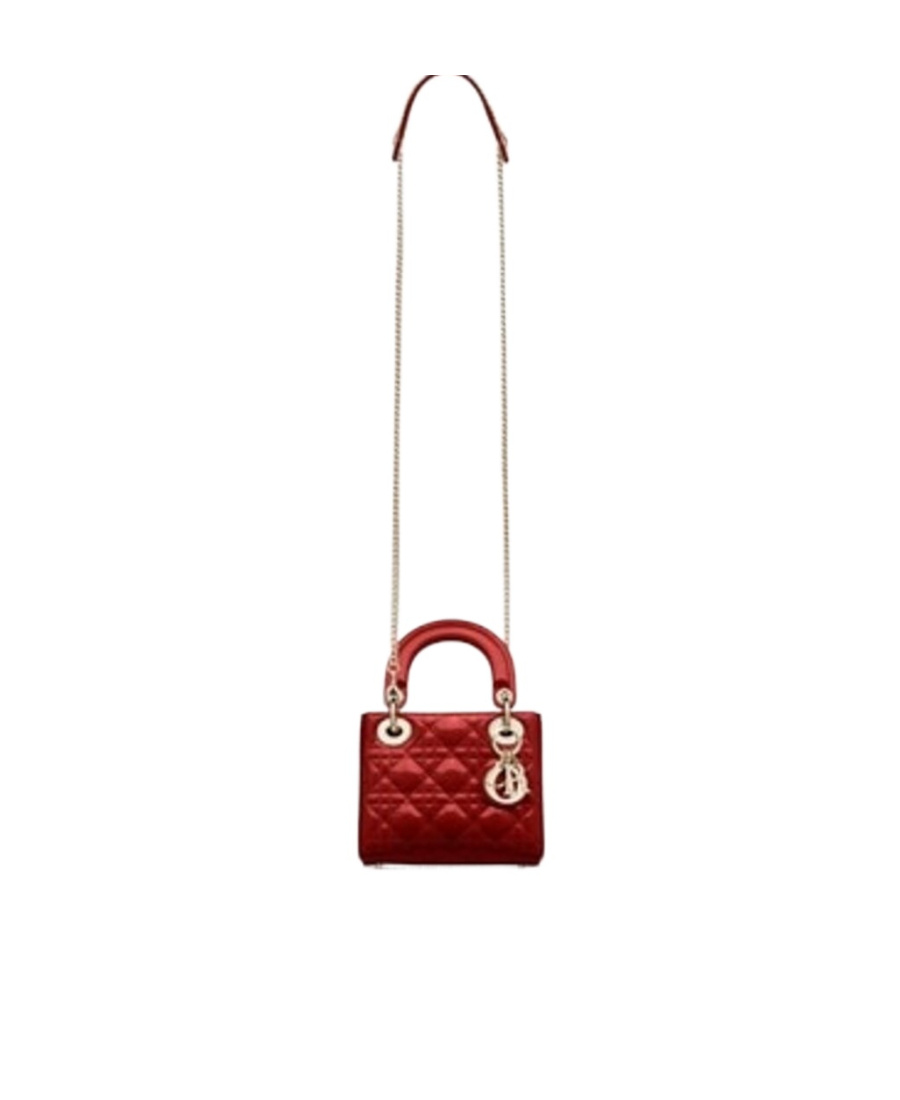 Dior Lady Mini Patent Leather Cowhide Leather Handbag In Red