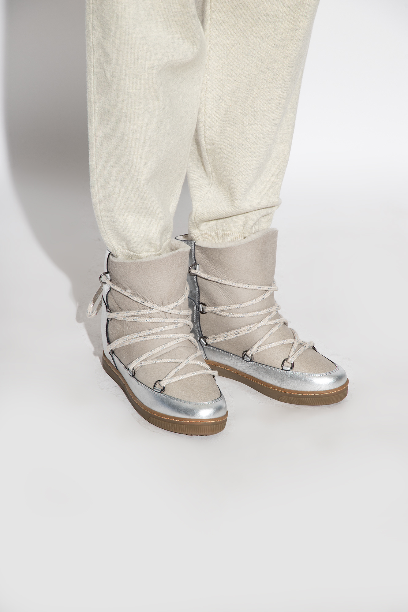 Isabel Marant Nowles-gf Leather Ankle Boots In Gray