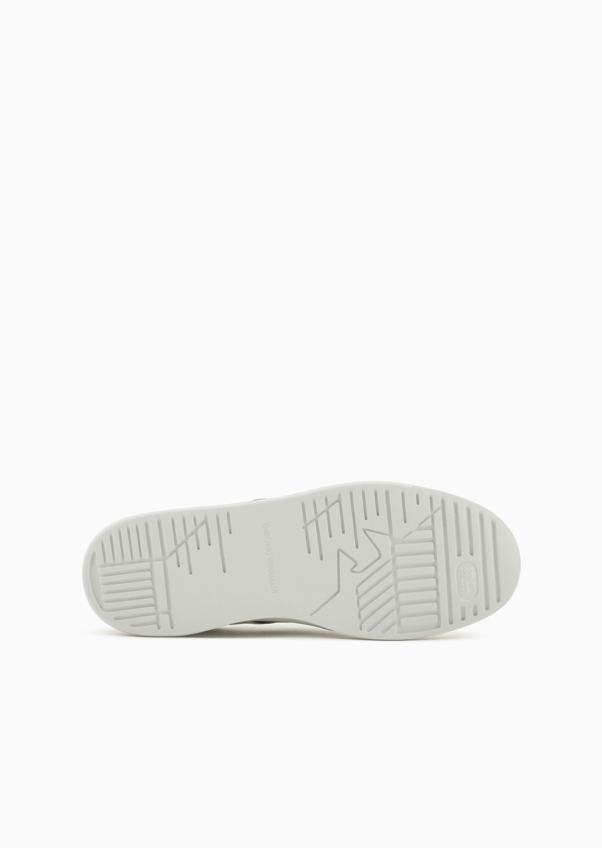 Emporio Armani Calf Leather Grained Texture Sneakers In White
