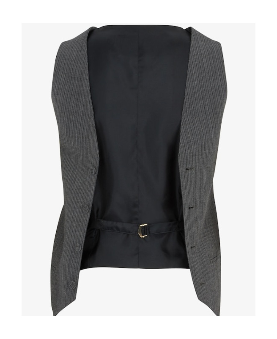Fendi Deconstructed Pinstripe Wool Waistcoat In Gray