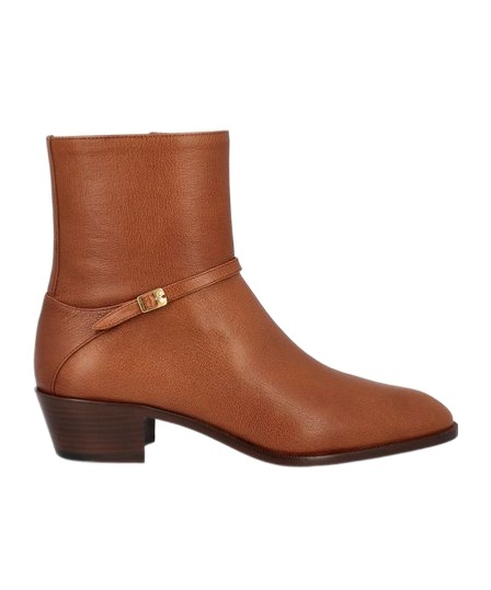 Valentino Pat Ankle Boot In Kidskin In Brown