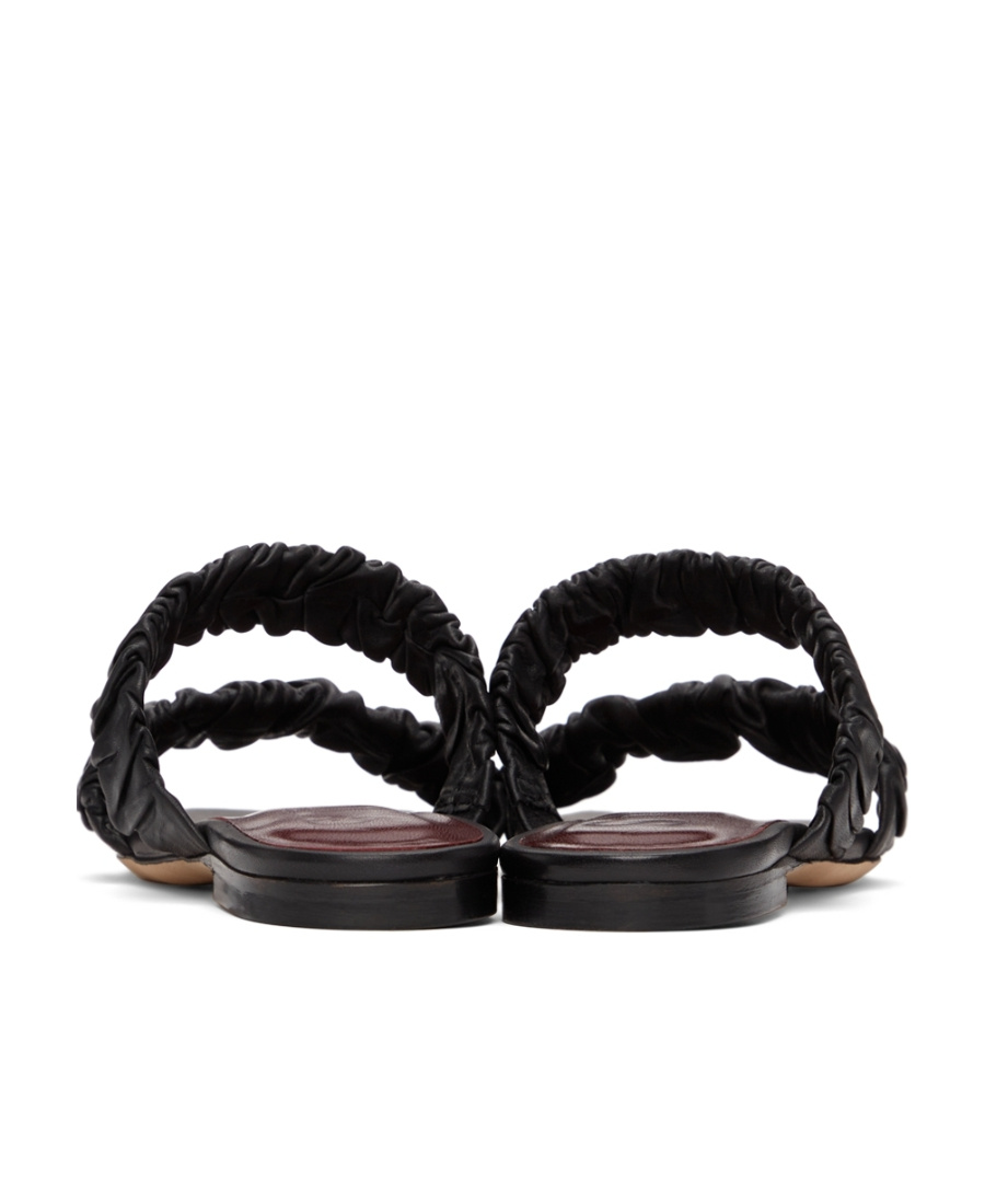 Staud Maya Leather Flat Sandals In Black