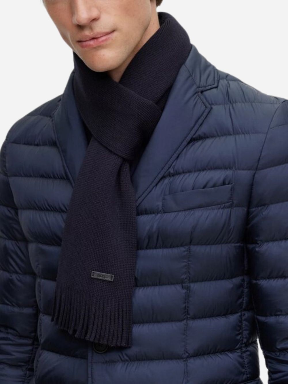 Hugo Boss Raschel-knit Scarf In Virgin Wool In Burgundy