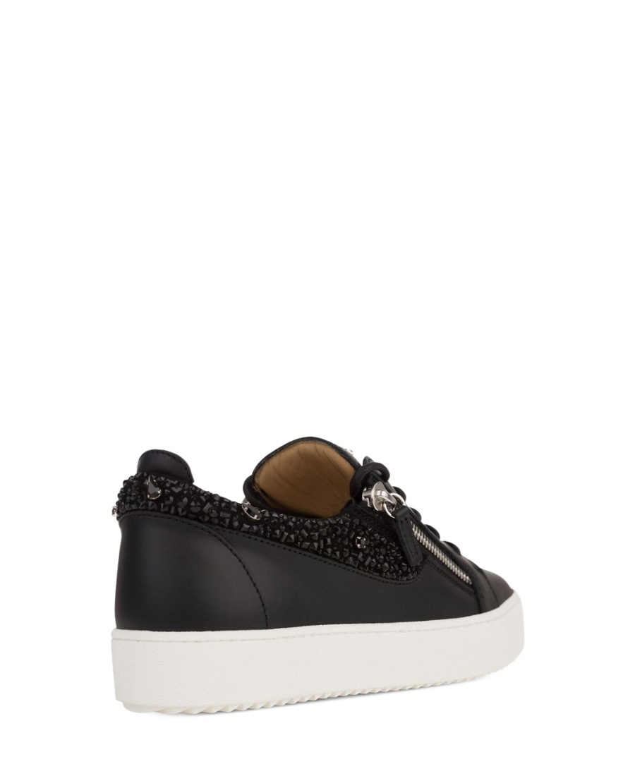 Shop Giuseppe Zanotti Black Crystal Decorated Sneakers
