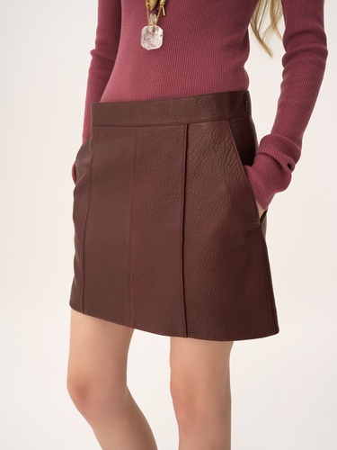 Chloé Straight Mini Skirt In Burgundy