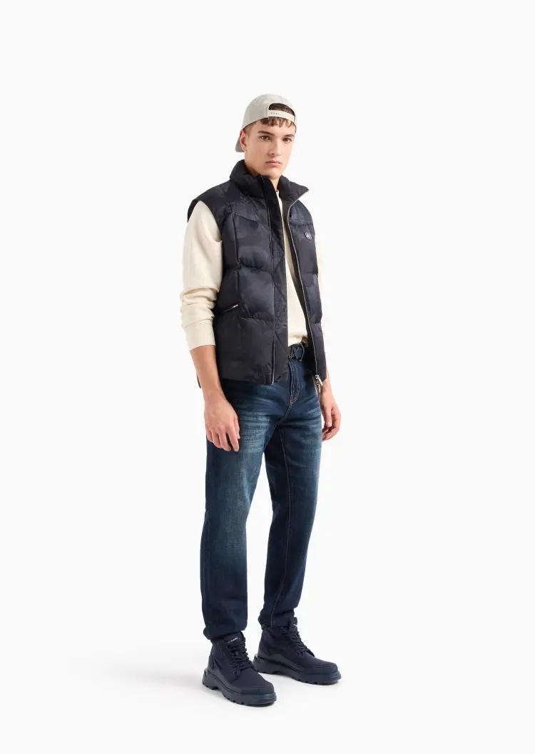 Armani Exchange Low-waist Button Denim Trousers In Blue
