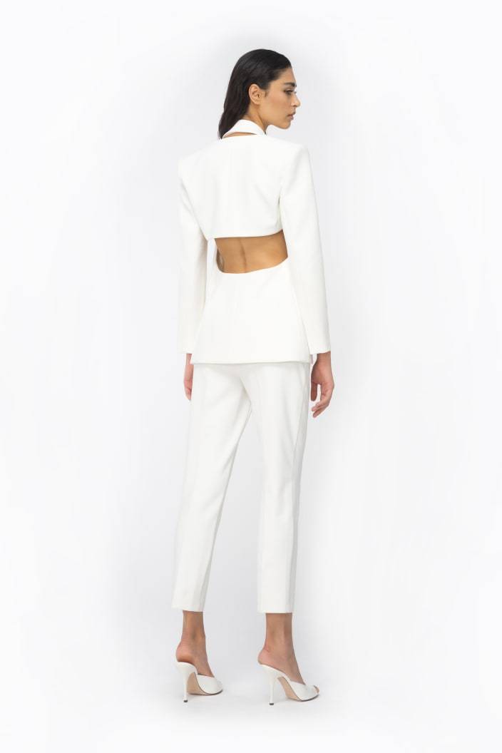 Pinko Slim-fit Trousers In Technical Stretch Crepe In White