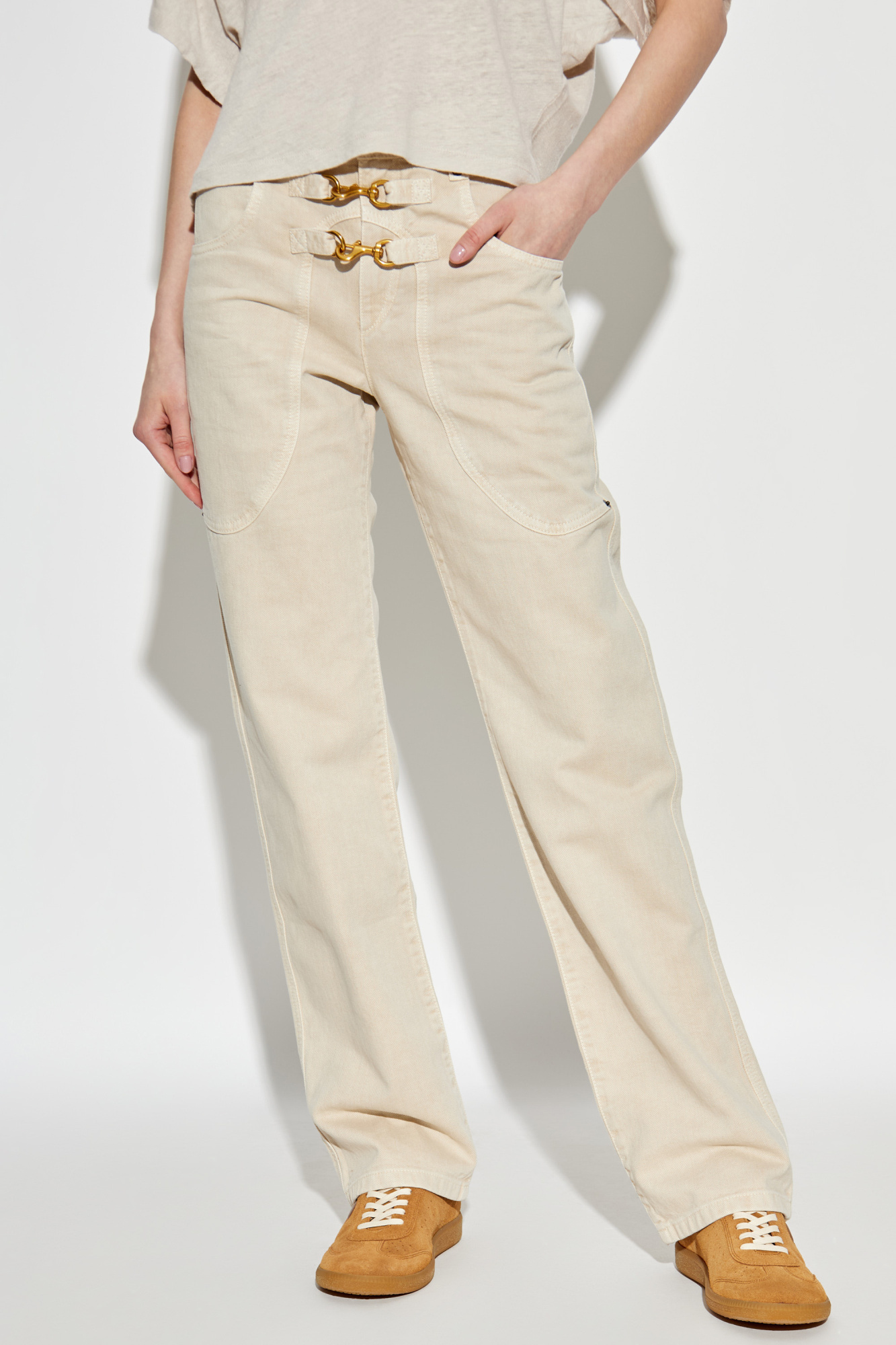 Isabel Marant Belt Loop Denim Trousers In Neutral