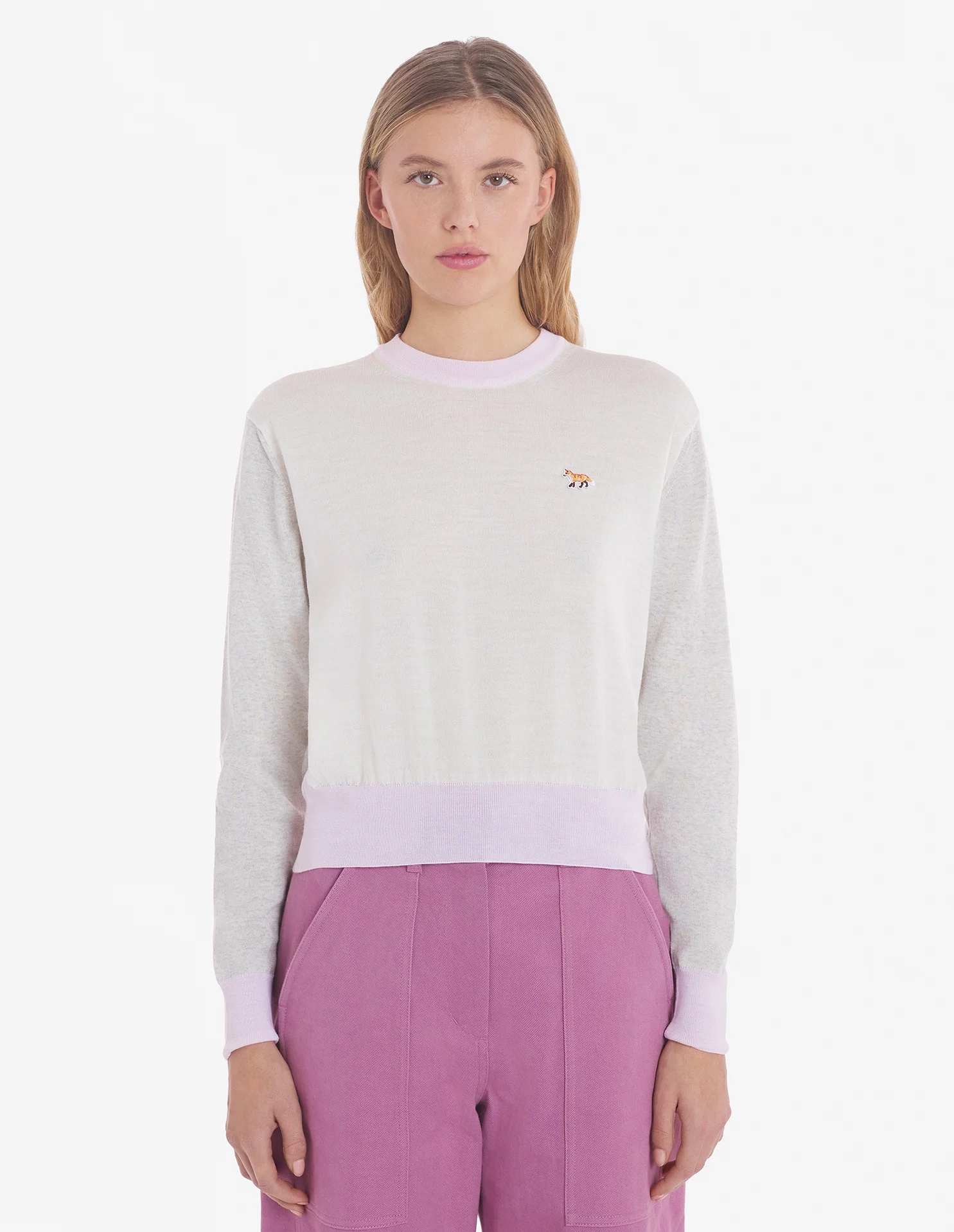 Maison Kitsuné Little Fox Collage Wool Sweater In White
