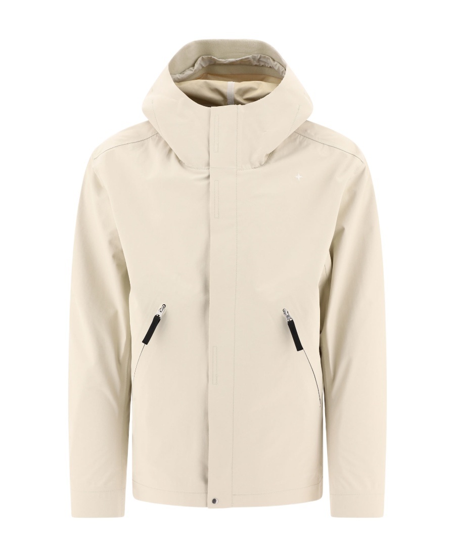 Stone Island Stellina_3l Long-sleeved Hooded Windbreaker In Neutral