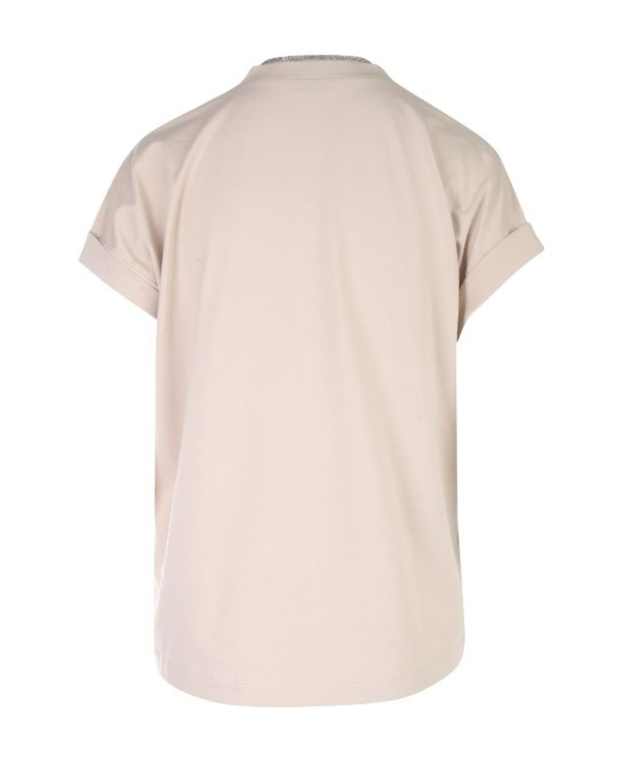 Brunello Cucinelli V-neck Stretch-cotton T-shirt In Nude