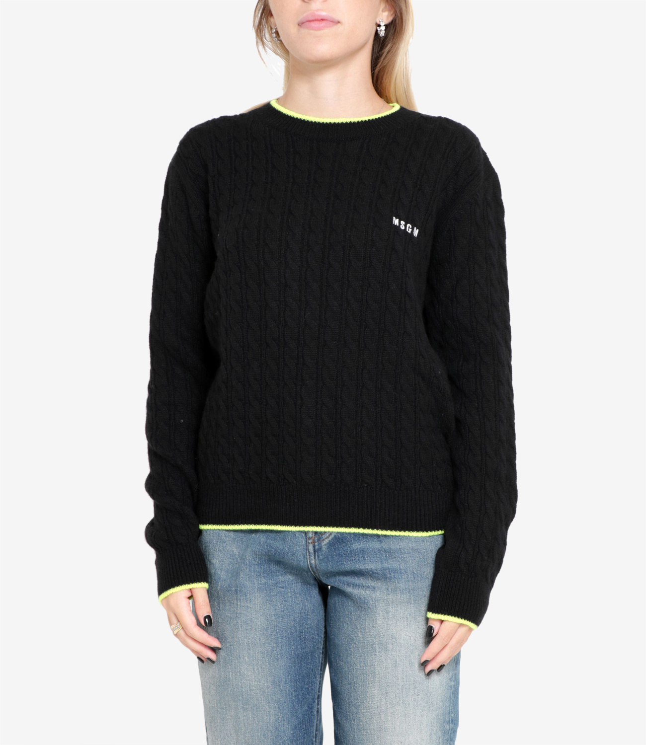 Msgm Long-sleeved Sweater In Black