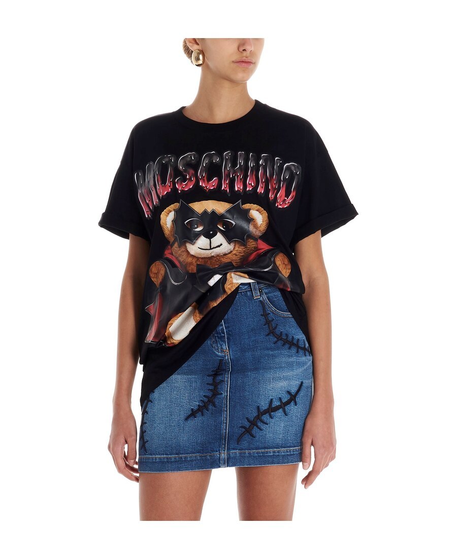 Moschino Teddy Bear Printed T-shirt In Black