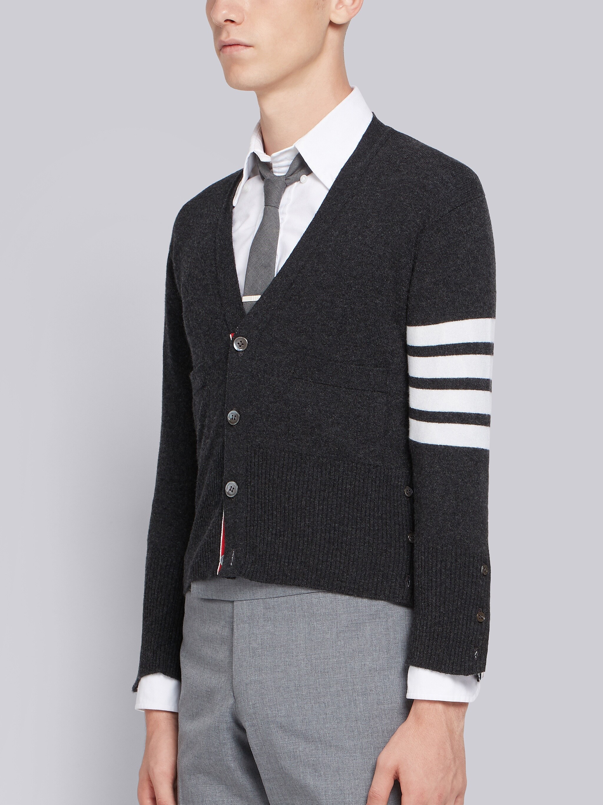 THOM BROWNE 4-BAR SHORT CASHMERE CARDIGAN