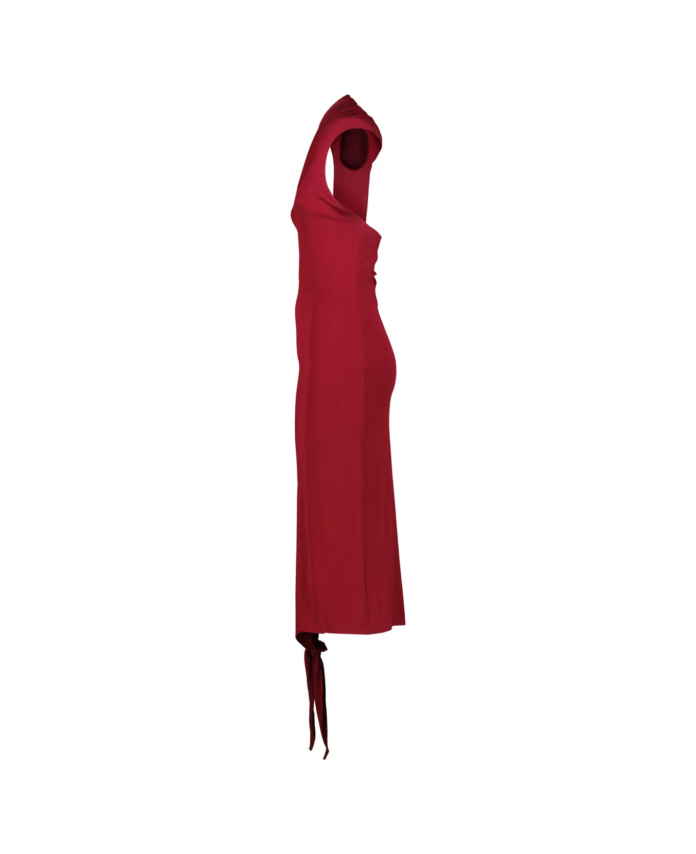 Courrèges Long Slash Crepe Dress In Red