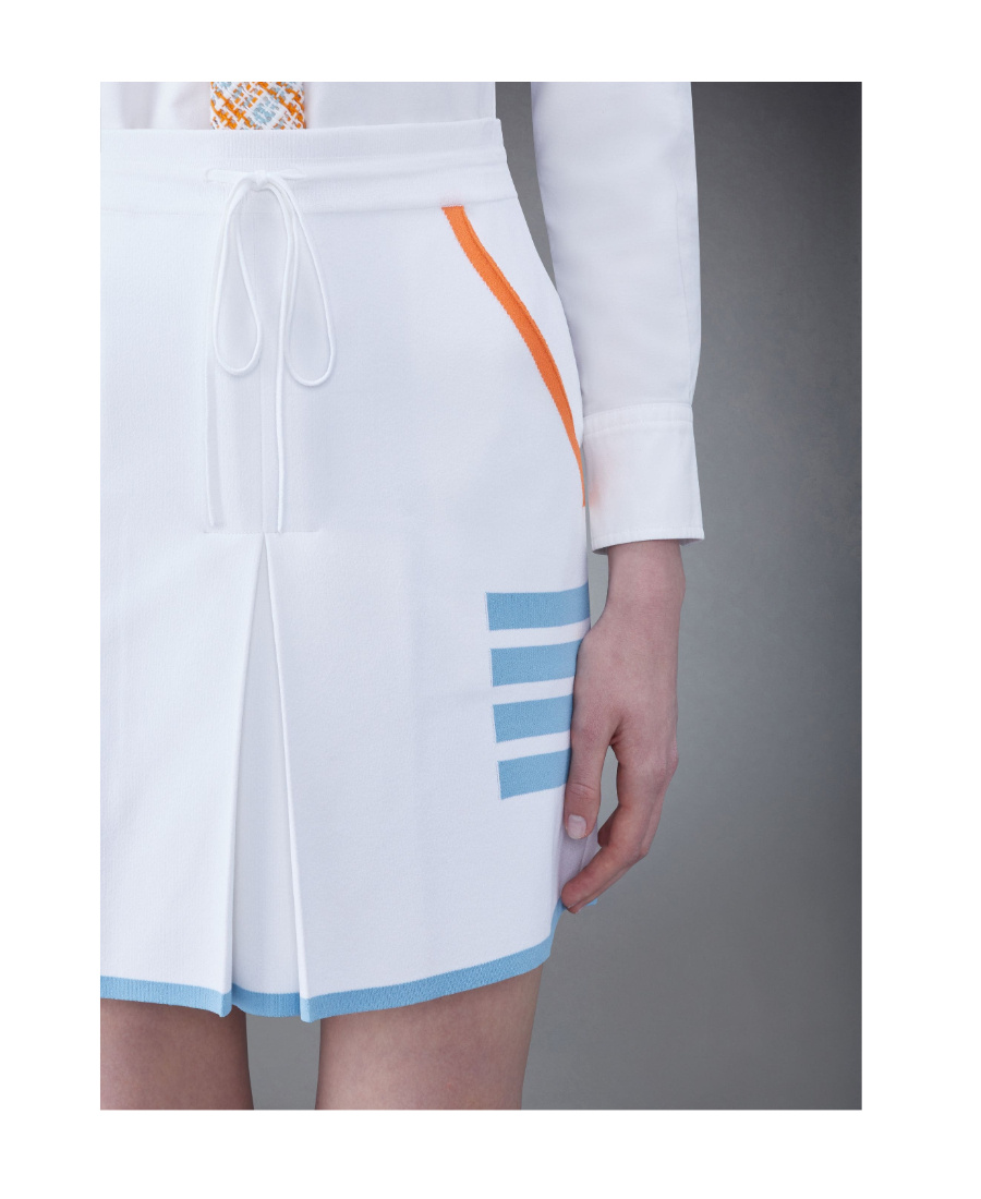 Thom Browne 4-bar Stripe Box Pleat Miniskirt In Blue