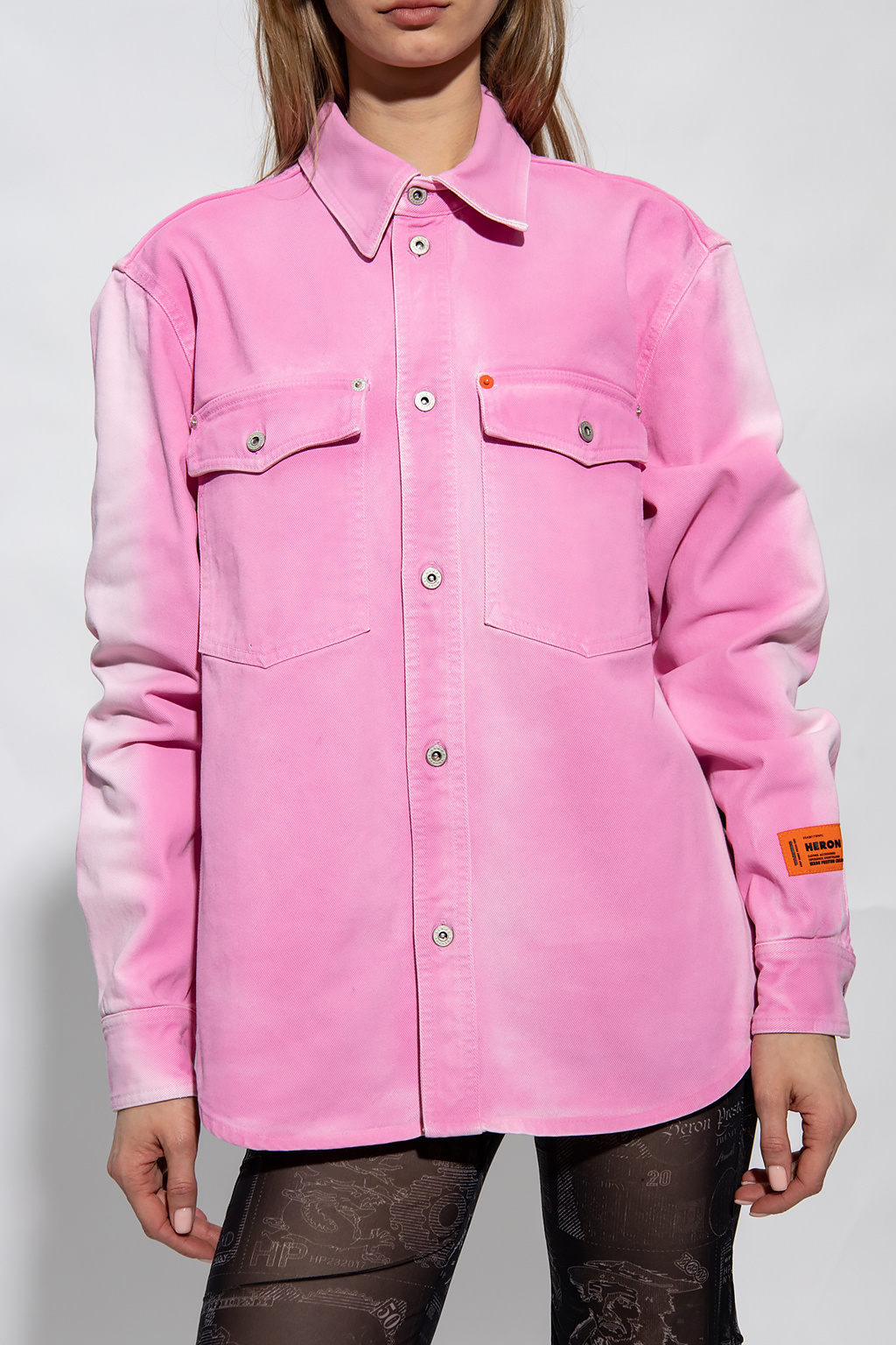 Heron Preston Pink Faded Denim Jacket In Pink