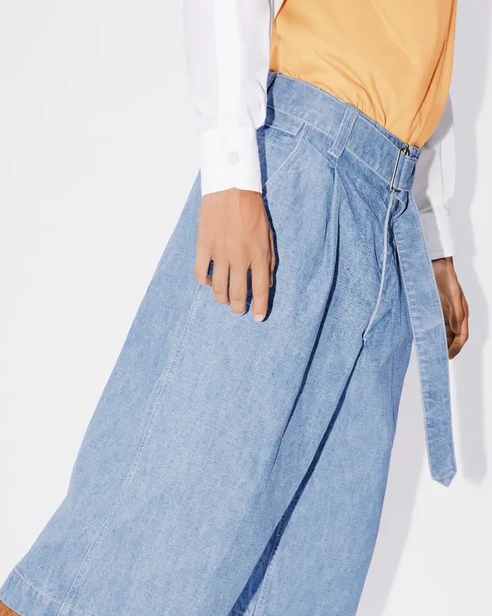 Kenzo Pleat-detail Denim Shorts In Blue