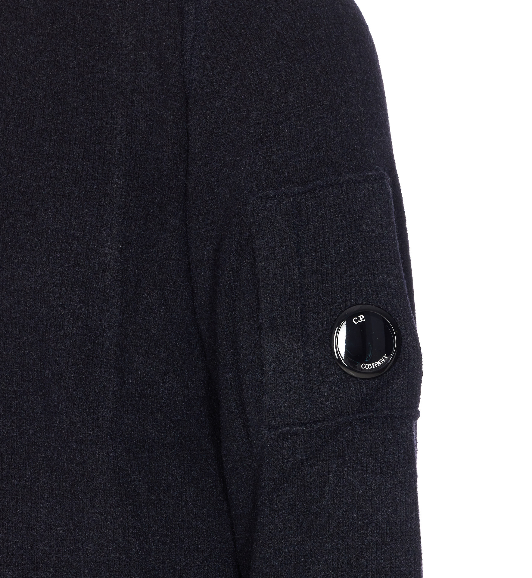 C.p. Company High Neck Long Sleeve Knit Polo In Black