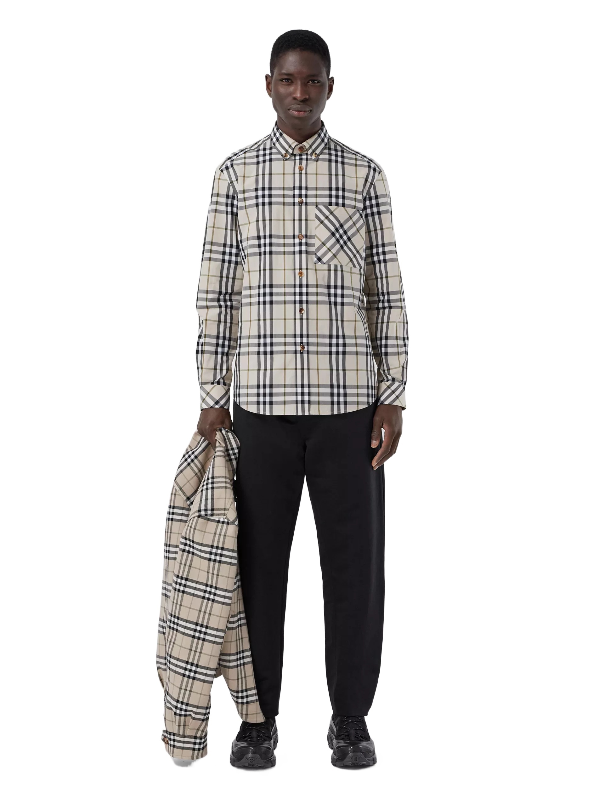 Burberry Check-print Shirt In Nude