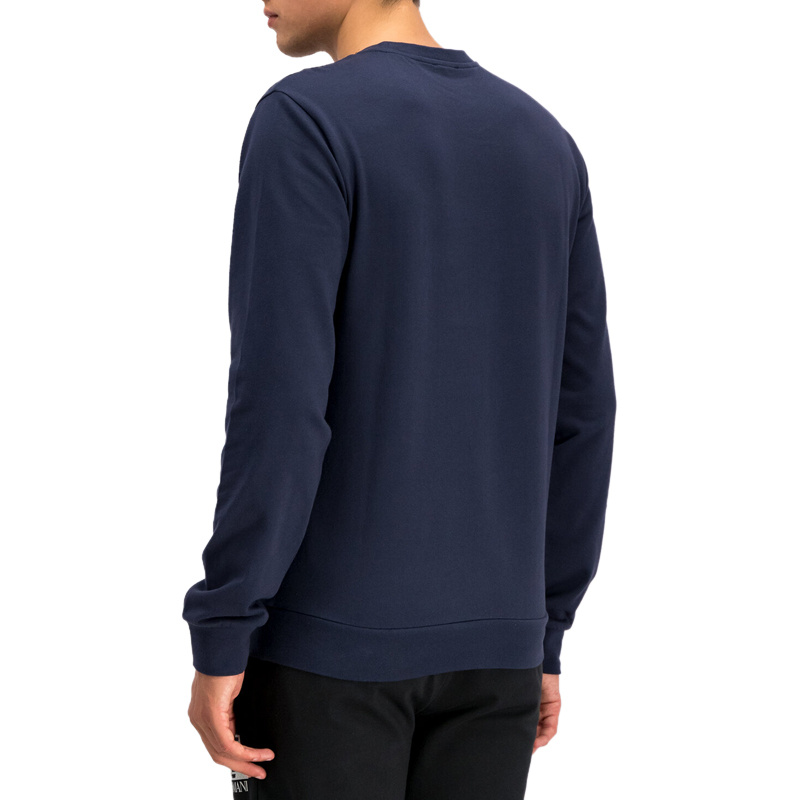 Ea7 Round Collar Long Sleeve Sweater In Black