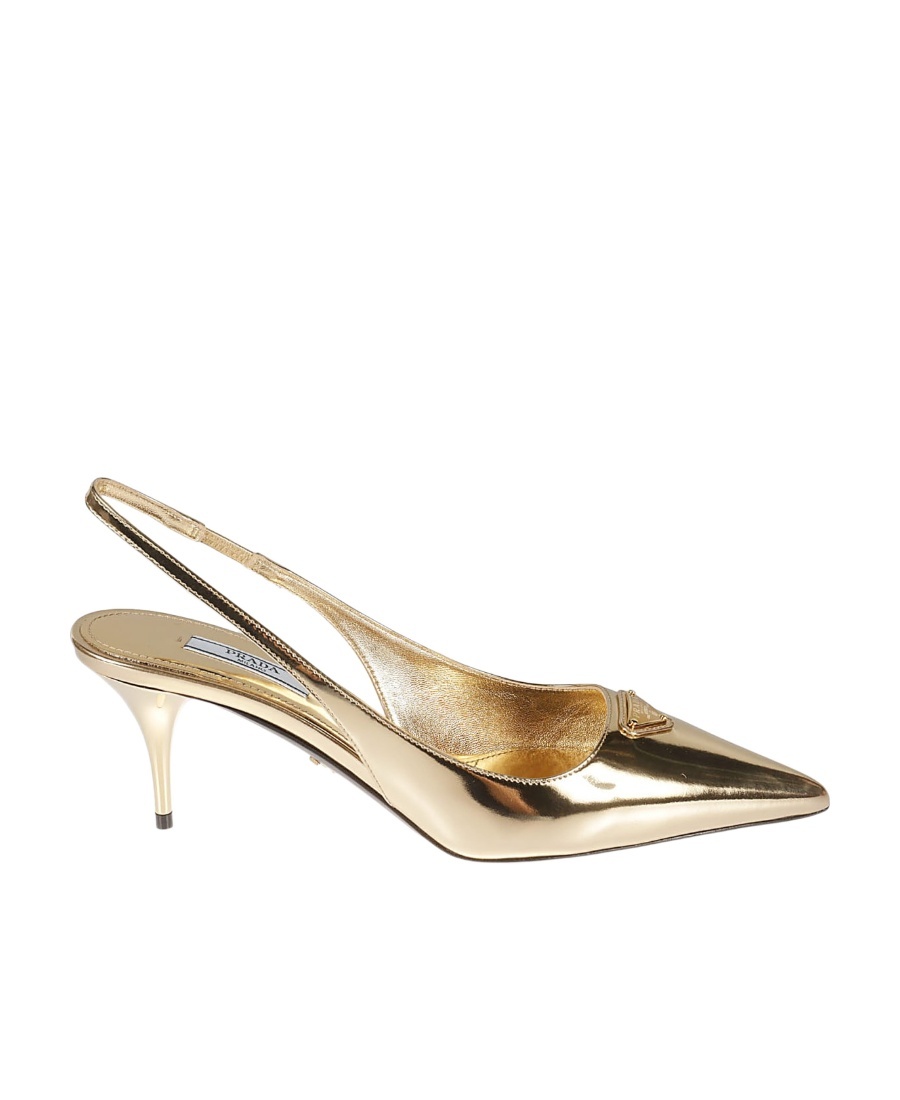 Prada Metallic Leather Slingback Pumps In Yellow