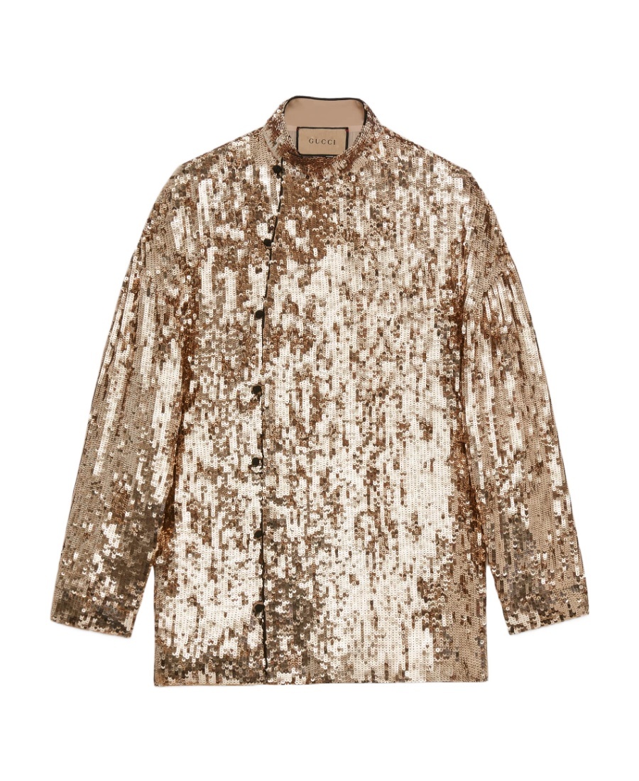 Gucci Sequin Shirt Shirt And Blouse Silver In Nude