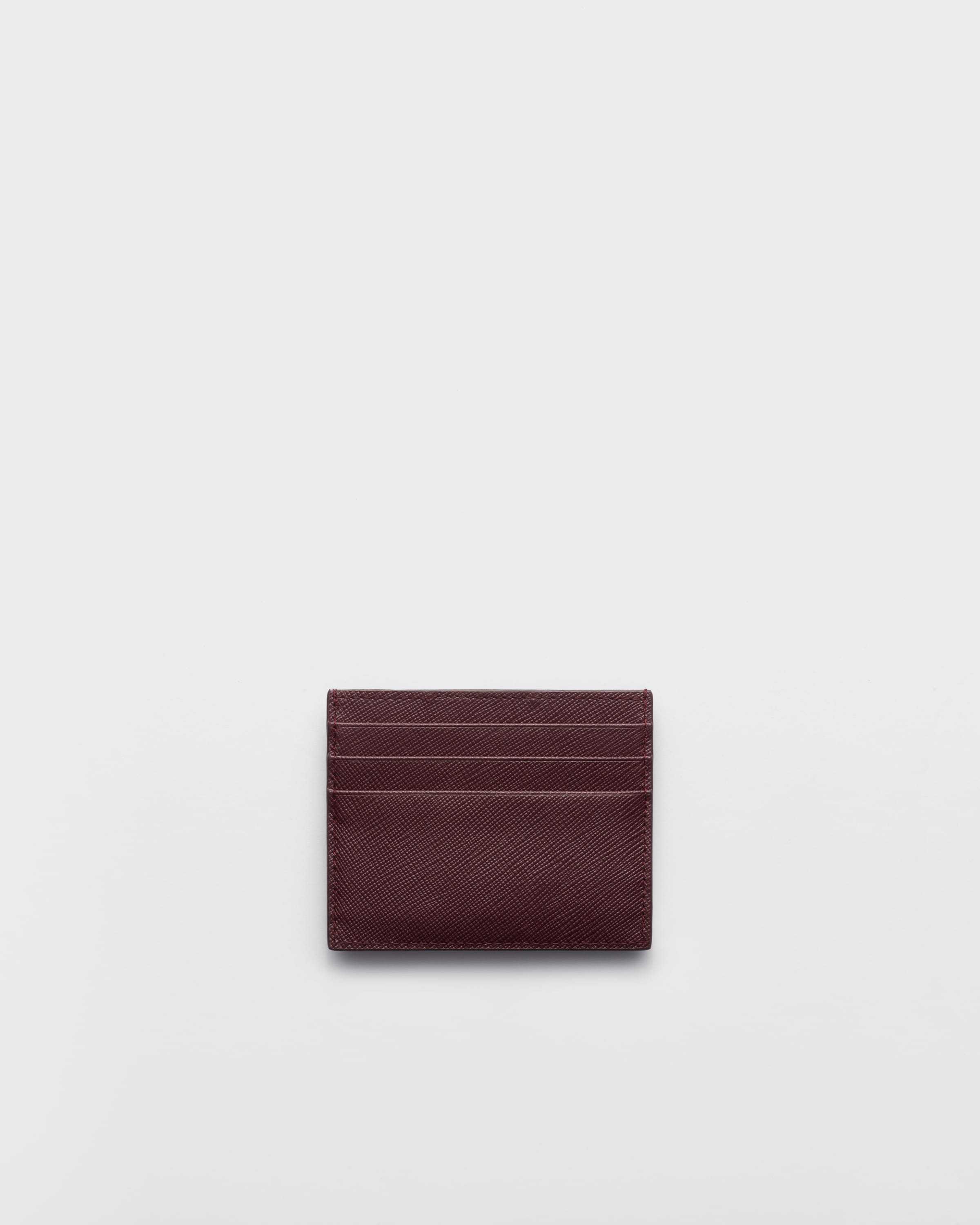 Prada Logo Plaque Card Holder In Burgundy