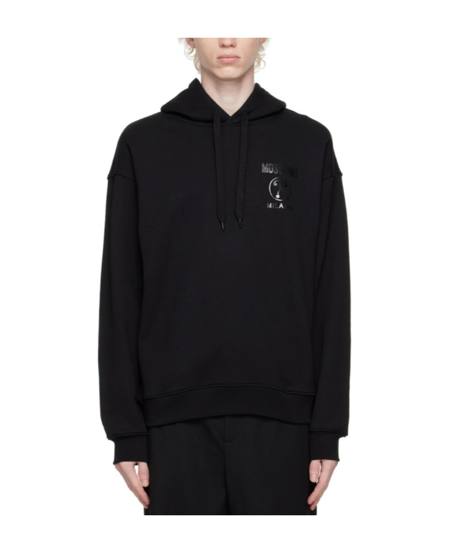 Moschino Black Double Question Mark Hoodie In Black
