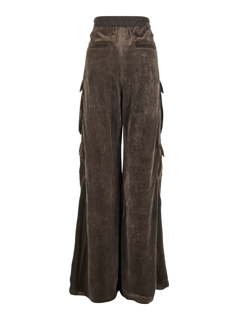 Rick Owens Cargo Belas Brown Cargo Pants With Drawstring Waist And Cargo Pockets In Velvet Woman In Brown