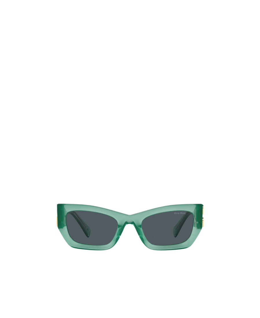 Miu Miu Logo-plaque Arm Sunglasses In Green