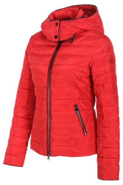 Shop Armani Jeans Logo Hooded Down Jacket In Red