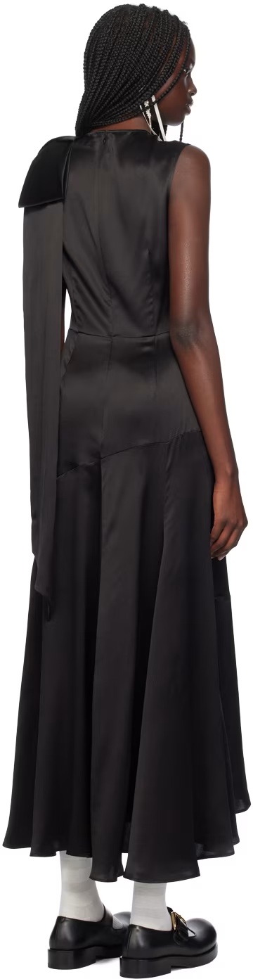 Simone Rocha Black Shoulder Bow Sheath Midi Dress In Black